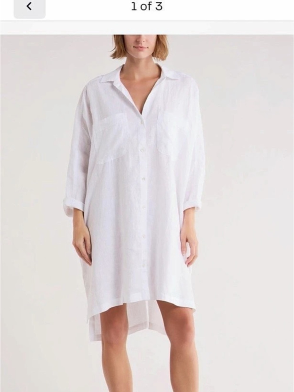 James Perse Linen Mini oversized Dress White Size 4 NWT